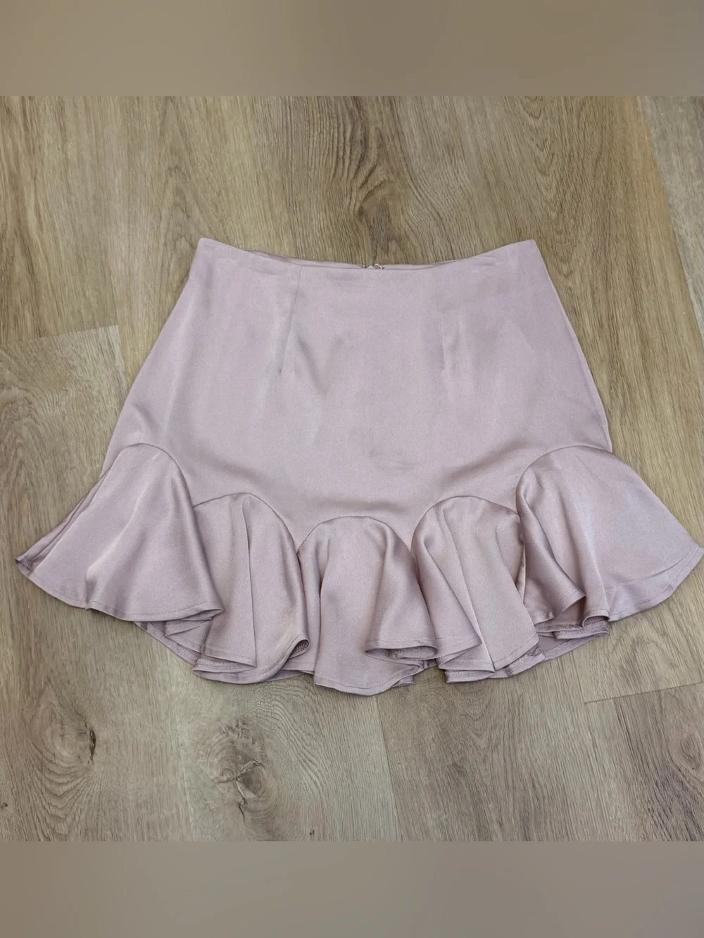 Saints + Secrets High-Waist Pink Ruffle Hem Mini Skirt